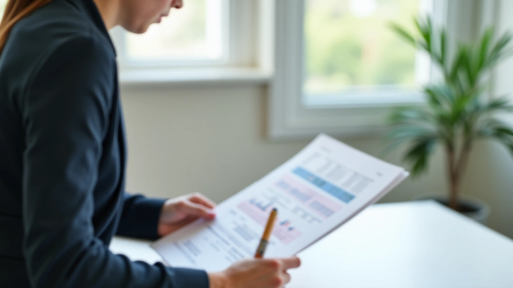 Individual reviewing personal finance documents and budget planning materials at a clean workspace